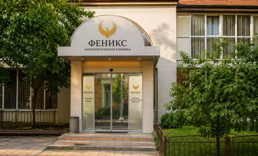 Вход в наркологическую клинику «Феникс» в Осинниках